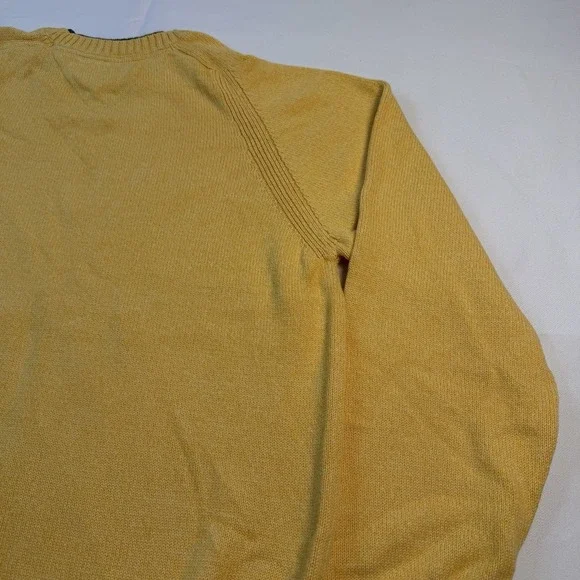Tommy Hilfiger Sweater Men's M Yellow Essential Mini Flag Logo Vintage Round - Picture 8 of 16